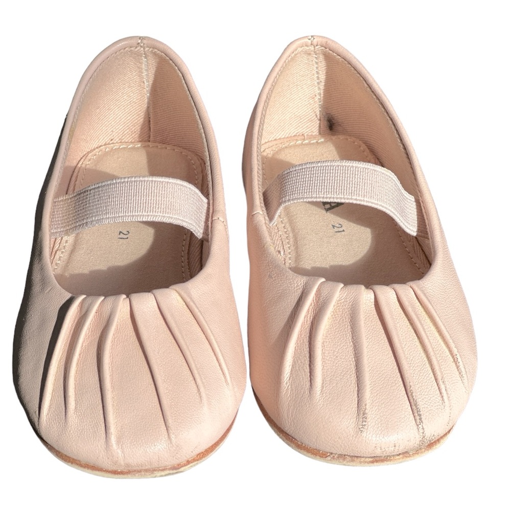 Zara Blush Pink Pleated Ballet Flats Toddler sz 21 US 5.5